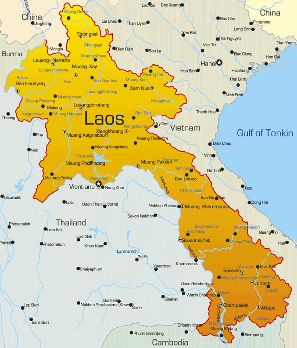 laosas žemėlapyje