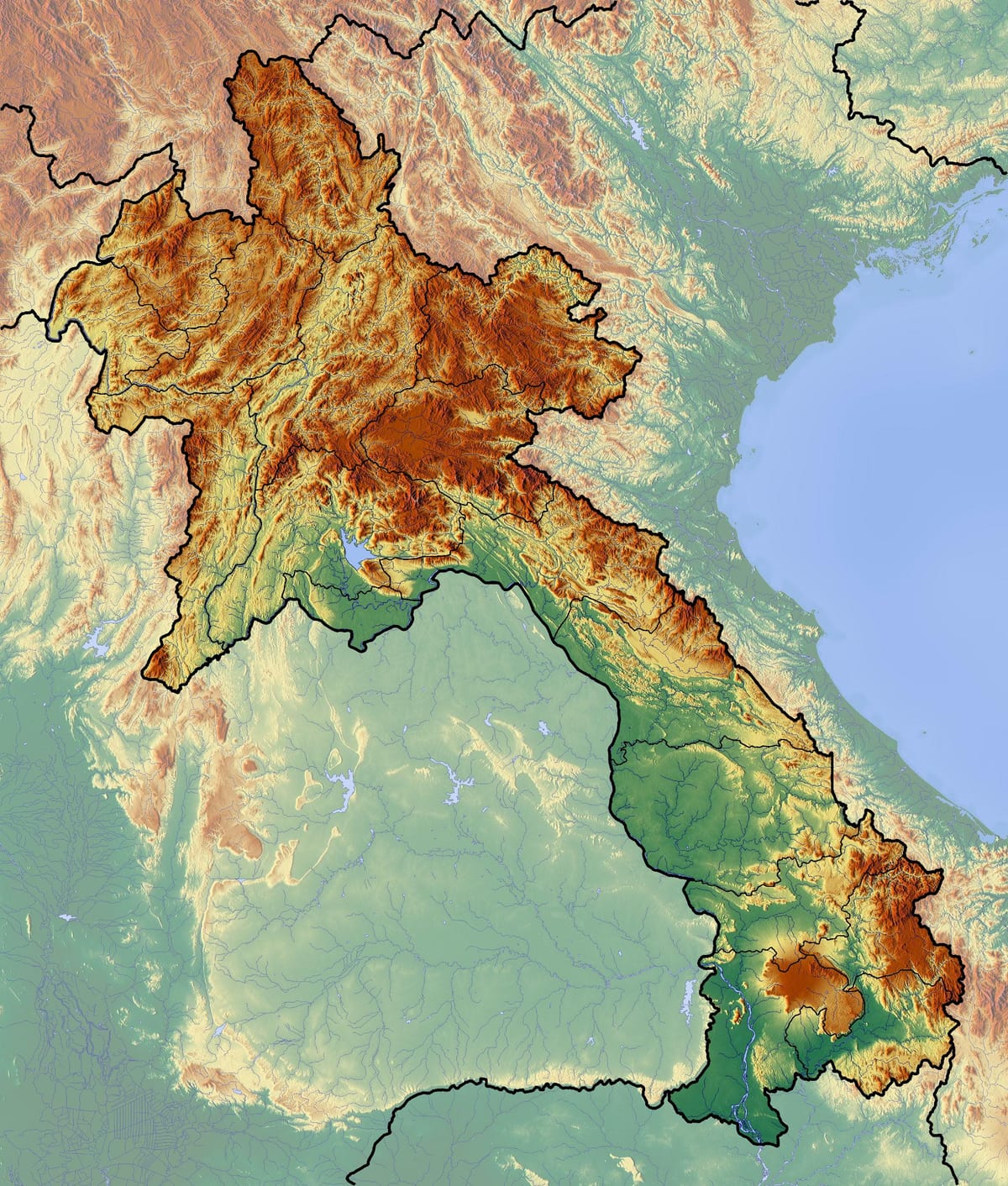 Žemėlapis laosas topografinis