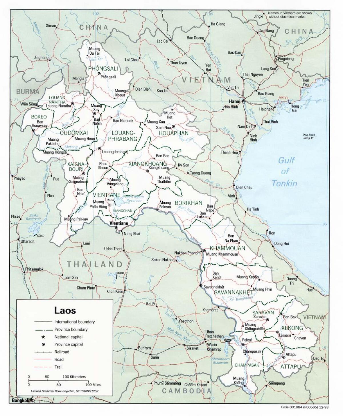 laosas žemėlapis, kuriame miestų