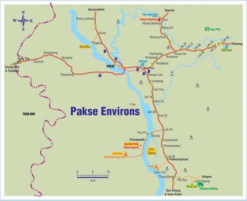Žemėlapis pakse laosas